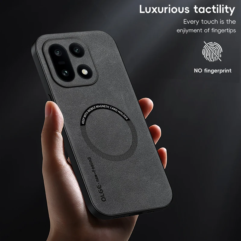 Vintage Leather Soft Case with Magnetic Wireless Charging Back Cover