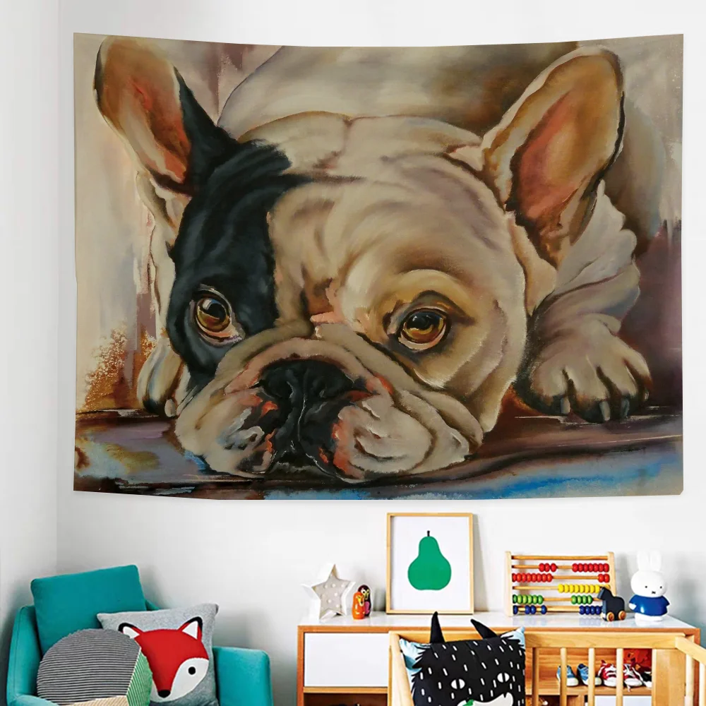 Гобелен с английским бульдогом, полиэстер, баннер ручной работы, настенный художественный постер, большой размер