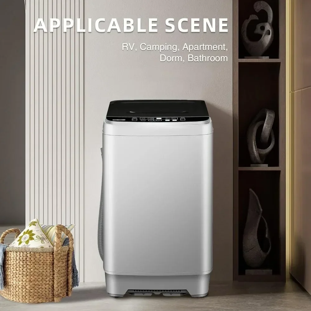 15.6lbs Full-Automatic Washing Machine, Portable Laundry Washer with Drain Pump, 10 Programs 8 Water Levels with LED Display 6