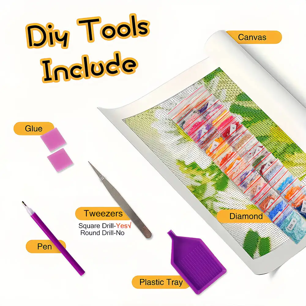 Finished diamond painting home decoration effect.