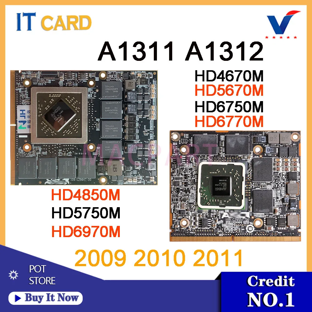 Original HD4670M HD5670M HD6750M HD6770M HD4850M HD5750M HD6970M For iMac A1311 A1312 Graphics Video Card 2009 2010 2011 Years