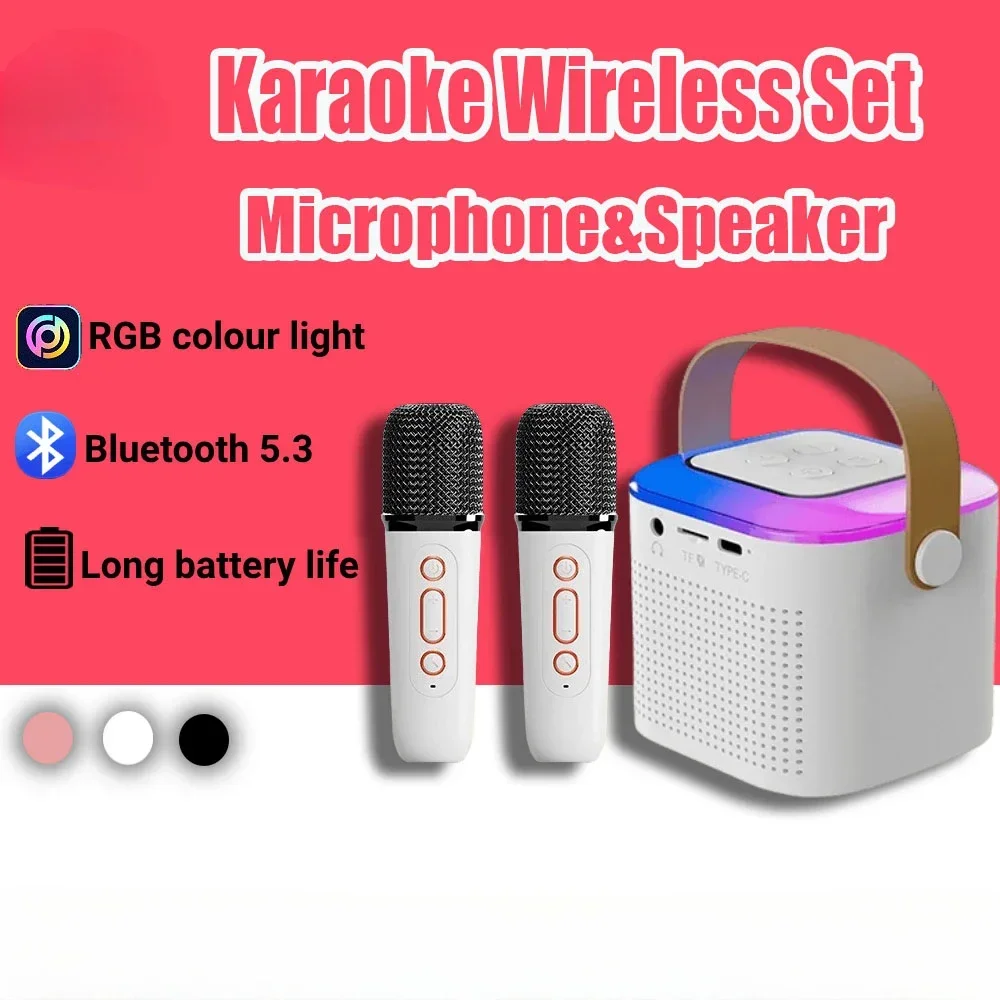 Bluetooth Speaker Woofer Speaker Y1 High Power Karaoke Bluetooth Speaker Portable 360 Stereo Surround Waterproof Wireless Subwoofer with Dual Microphone Boombox
