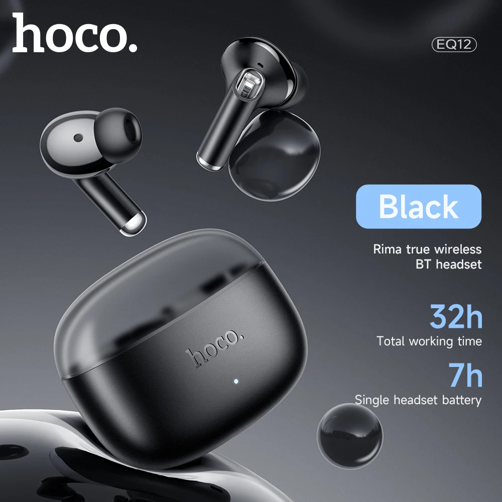Auriculares inalámbricos HOCO EQ12 TWS con Bluetooth y control táctil para llamadas, música, auriculares estéreo para Xiaomi y iPhone 16