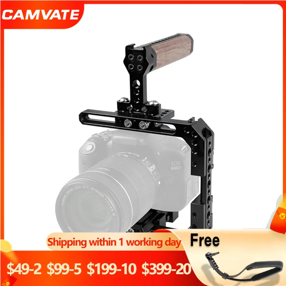 

Универсальная подставка для камеры CAMVATE с быстроразъемной основой Manfrotto и деревянной ручкой для Canon Sony Panasonic Nikon