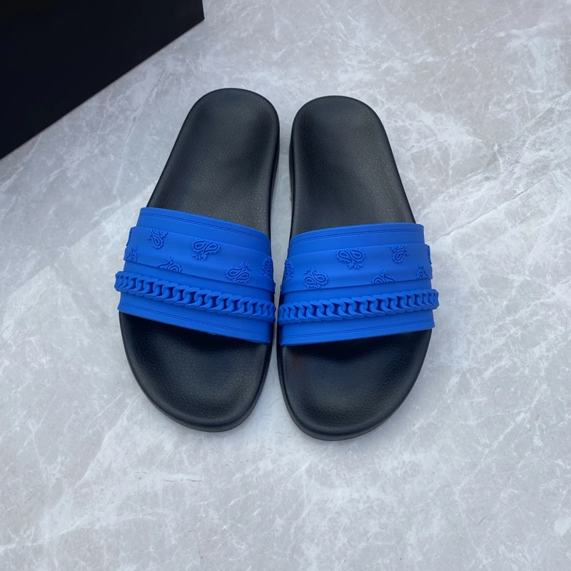 

AM Original Brand New Style Slippers Men's Blue Cashew Flower Design Men's Sandals Summer Fashion Antislip Slip-on Beach Slipper