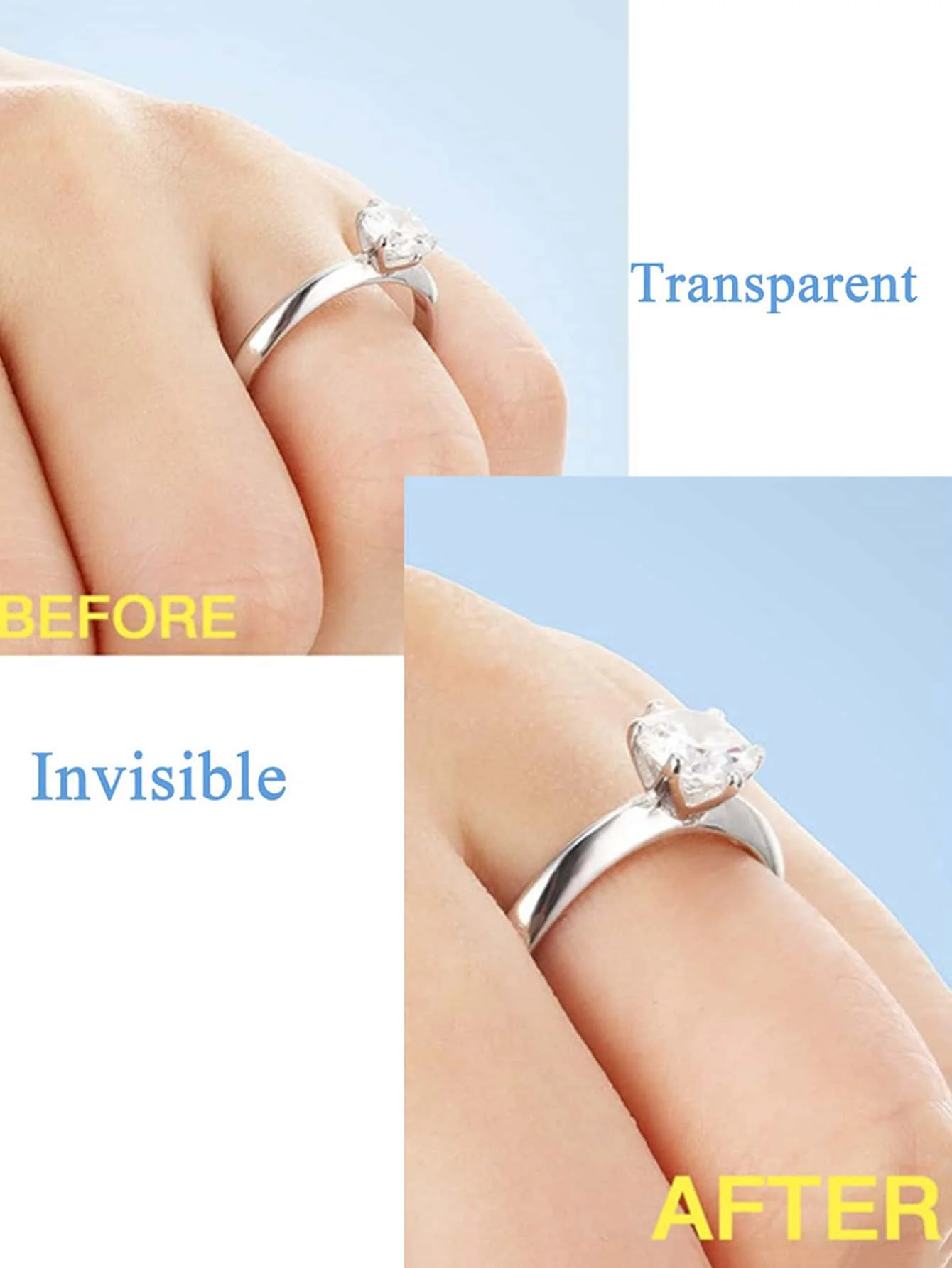 8Pcs Invisible Clear Ring Size Adjuster for Loose Rings Ring Adjuster Ring Sizer Reducer Fit Any Rings Adjuatable Tools