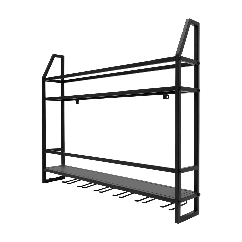 Wall Mounted Wine Rack with Glass Holder