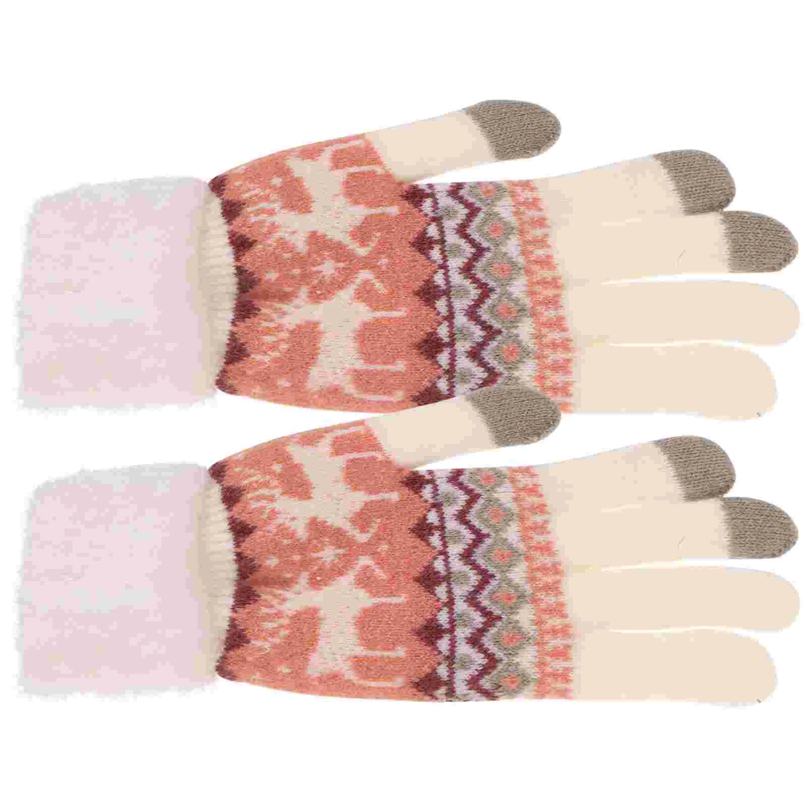 

1 Pair Thicken Warm Hand Gloves Knitted Gloves Full Finger Gloves for Women