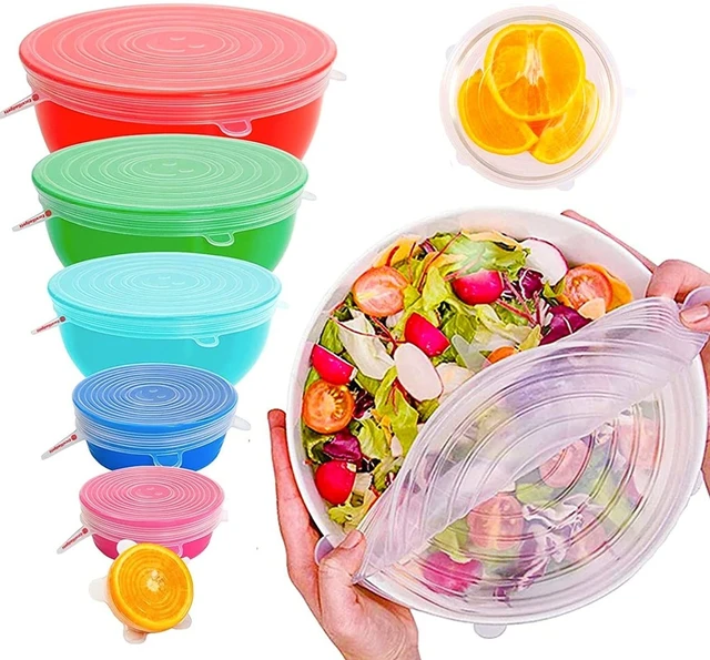 Couvercles de bol en silicone réutilisables pour le stockage des aliments,  couvre-légumes commandés, couvercle miracle, passe au micro-ondes, au four  et au lave-vaisselle, 5 pièces - AliExpress