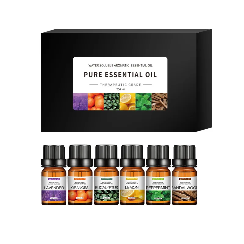 10ml*6PCS Water-soluble Essential Oil for Aromatherapy 100% Pure Nature Perfume Oil for Aromatherapy Diffusers Lavender Lemon