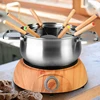 6Pcs Stainless Steel Fondue Fork Chocolate Fork With Wooden Handle Fruit Cake Cheese Pot Hot Fork BBQ Meat Skewer Kitchen Tool 3