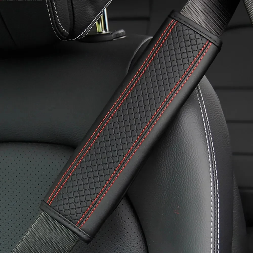 Seat Belt Covers PU Leather Embossed Car Seat Belt Shoulder Cover Pressure Reducing and Comfortable Car Accessories Seat Belt Protective Cover