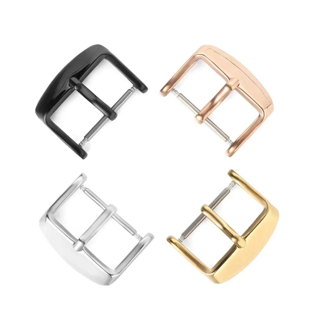 Elegant Brushed Stainless Steel Watch Pin Buckle - Silver, Gold, Black Finish
