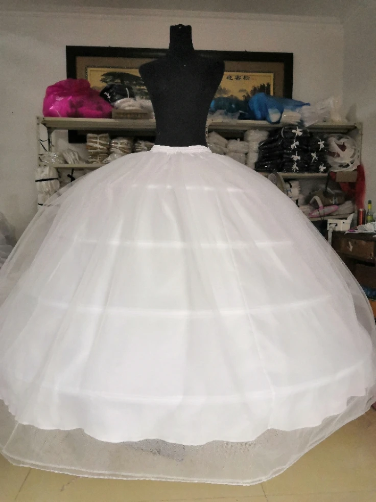 New Hot Sell 4 Hoops Big White Petticoat Super Fluffy Crinoline Slip Underskirt For Wedding Dress Bridal Gown In Stock