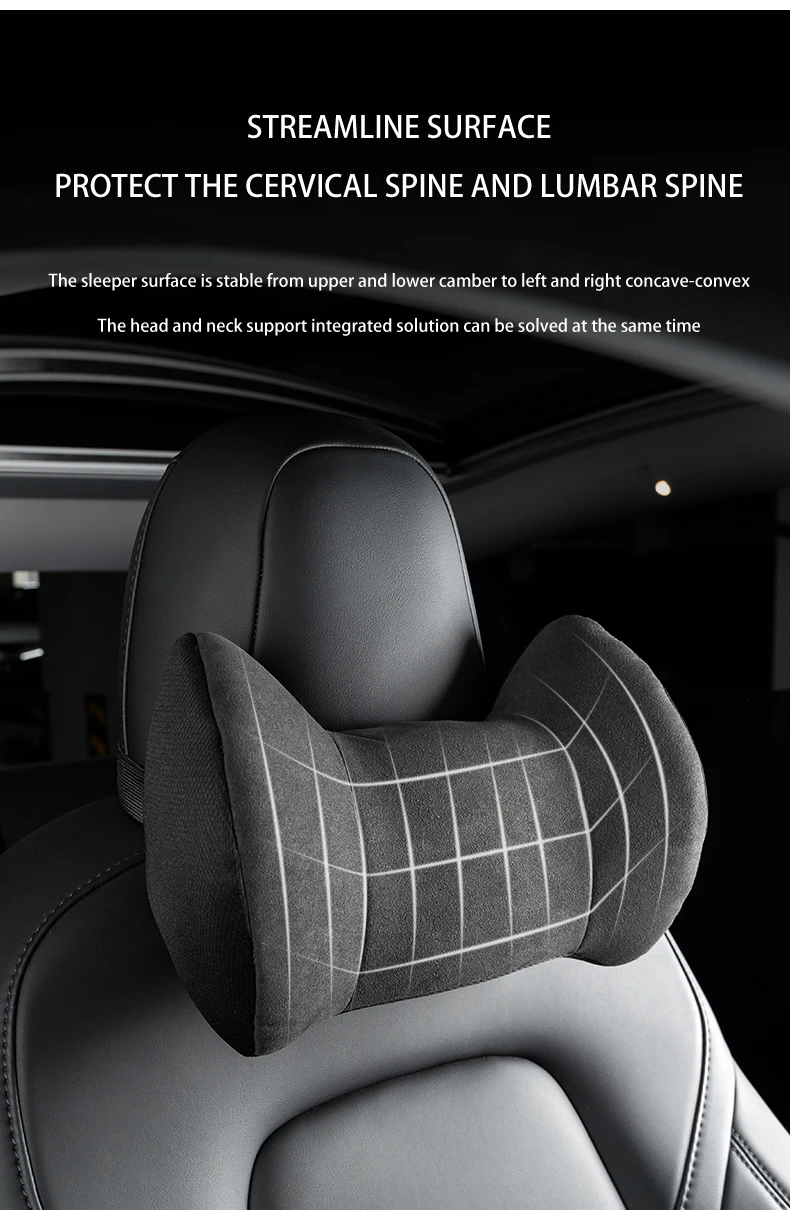 Car neck pillow For Tesla Model Y/Model 3 2018-2024 2025 Suede headrest lumbar s