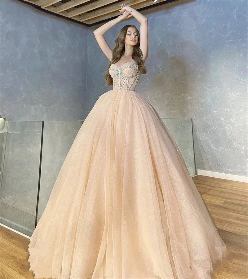 

ANGELSBRIDEP бальное платье с сердечком, платья для Quinceanera на 15 лет, блестящее Тюлевое официальное платье принцессы для дня рождения