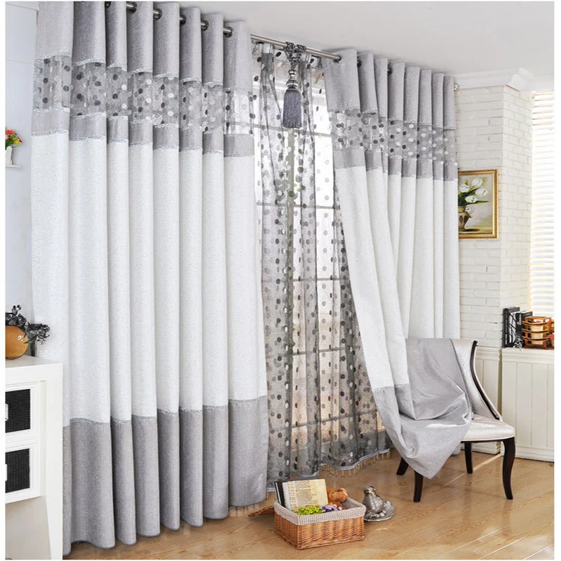 Gray Luxury Chenille Hollow Stitching Bird Nest Curtains For Living Room Coffee Dot Tulle Panel Curtains Fabric For Kitchen