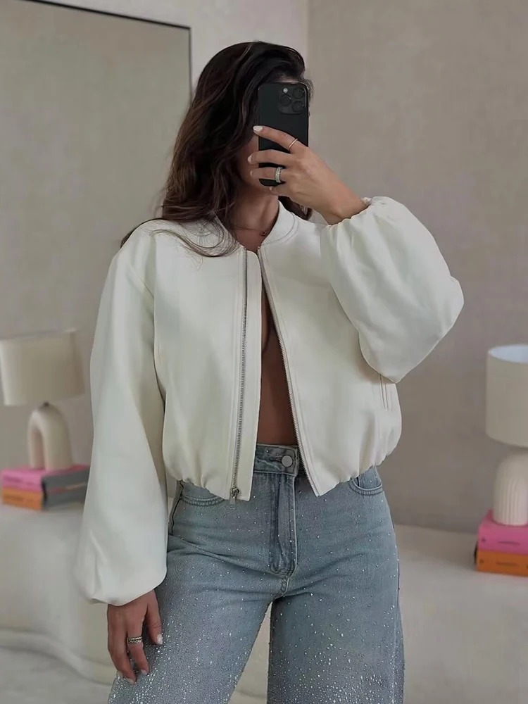 Women Spring ﻿Jacket 2026 New Long Sleeve Zipper Loose Coat Female High Street Casual Outerwear Autumn Fashion Bomber Jackets ﻿