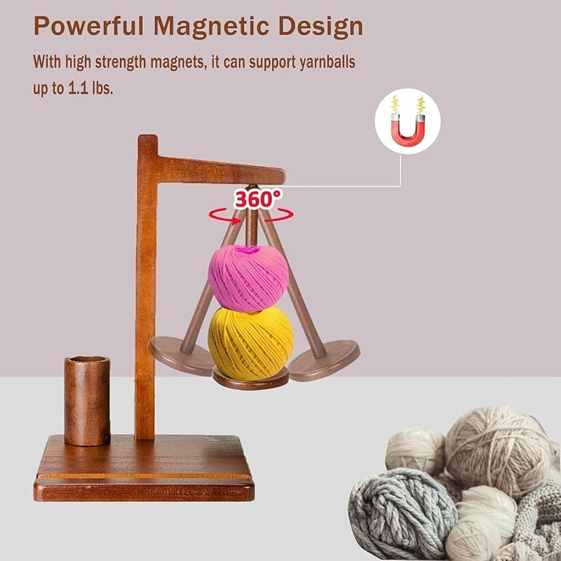 Wooden Yarn Holder With Phone Holder Wooden Yarn For Crocheting Spindle And DIY Gift For Craft Lovers
