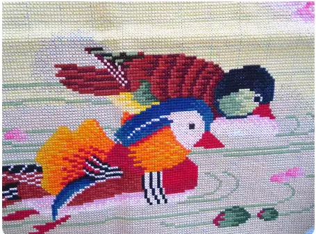 Description Picture 3 of itemPurely handmade cross-stitch round hanging picture