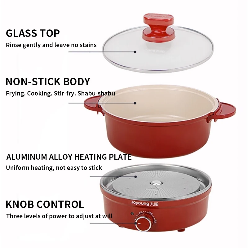 Electric Hot Pot 2.5L Household Multifunctional Student Dormitory Split Removable and Washable Small Electric Cooking Pot 4