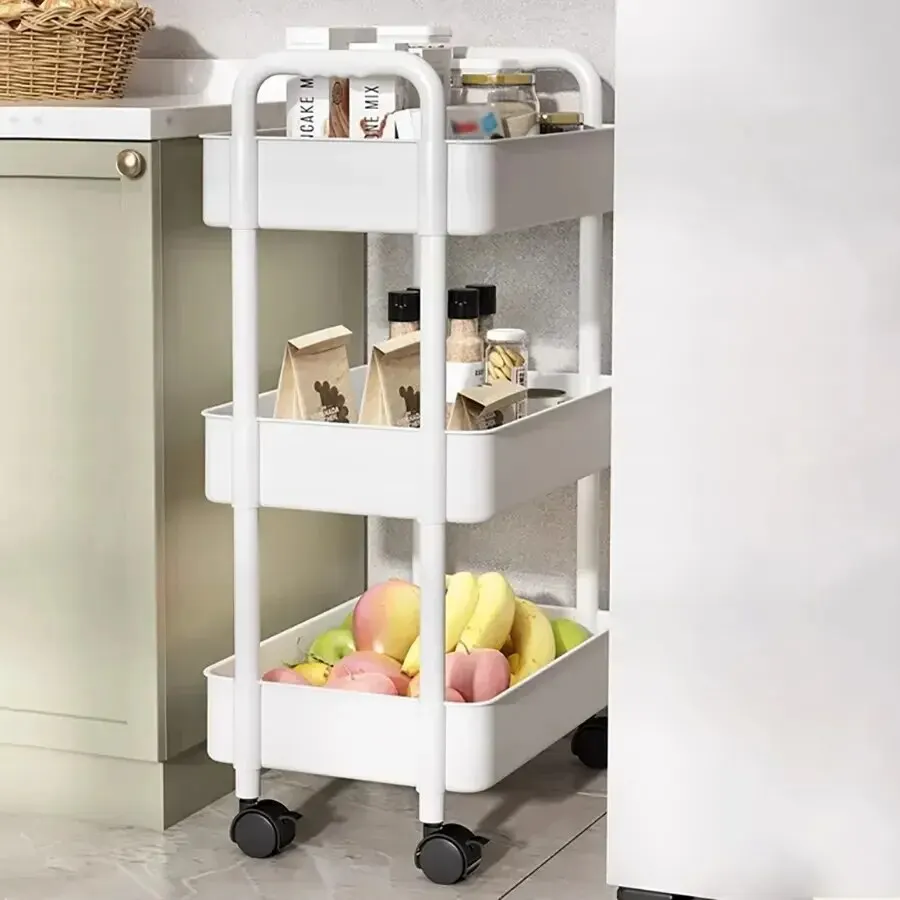 Storage Rack Household Multi-layer Cart with Wheels Kitchen Bedroom Bathroom