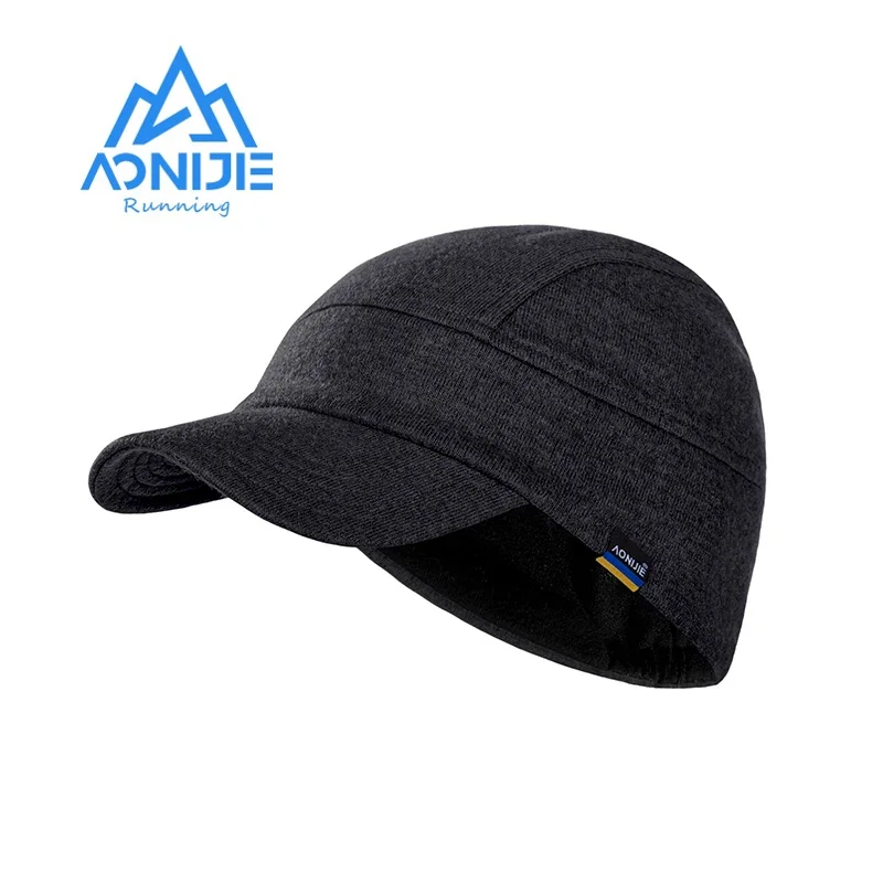 AONIJIE M40 Unisex Winter Warm Wool Knitted Ear Hat Pure Collapsible Brim Cap Rear Elastic Strap for Running Hiking Fitness