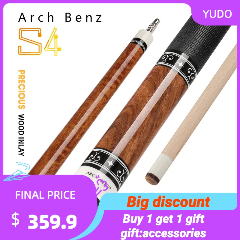 Original Arch Benz S4 Billiard Pool Cue 12.5mm Tip148cm Length Professional Maple Shaft Ebony