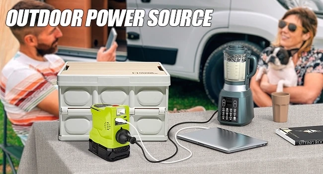 200W Powered Inverter Generator Compatible with Ryobi 18V Battery Portable Power
