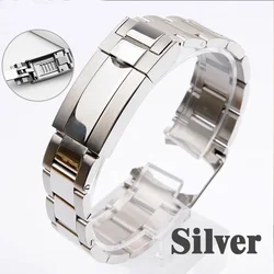 Premium Solid Stainless Steel Watchband - Elegant Wrist Bracelet Strap - 21mm (Bright silver)