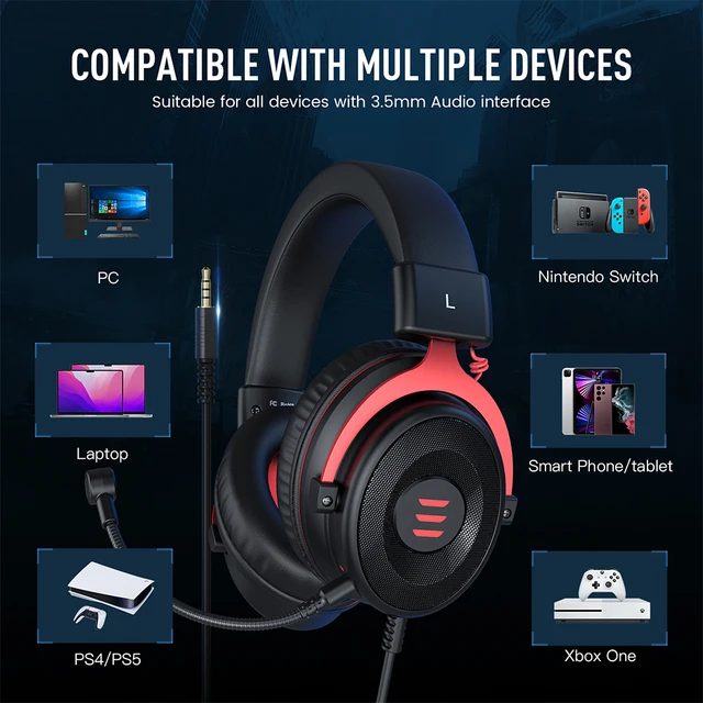 EKSA StarEngine Casque Gaming avec Micro, Son Surround 7.1, Microphone  Anti-Bruit ENC Détachable, Compatible avec USB-C/USB/3.5mm, Casque Gamer  Filaire pour PC, PS4, PS5, Xbox One, Switch : : Jeux vidéo