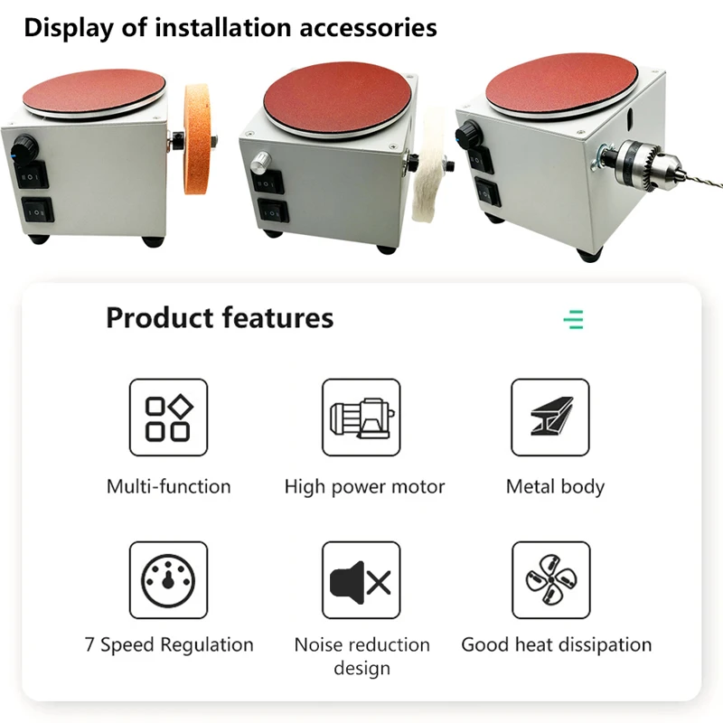 120W Disc Grinding Machine Small Electric Sandpaper Adhesive Disc Grinding Machine 6 Inch Aluminum Plate With 20PCS Sandpaper
