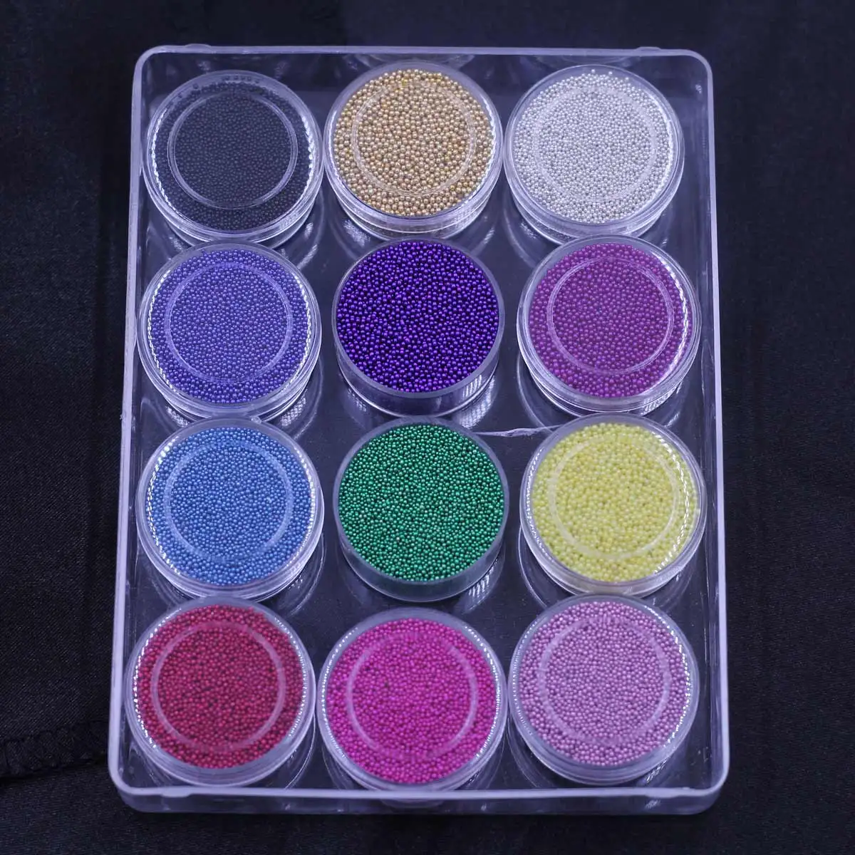 Set of Caviar Beads Glass Micro Seed Bead No Hole 12 Color with Box DIY Jewelry Crafts Decoration Accessories Nail Art Materials