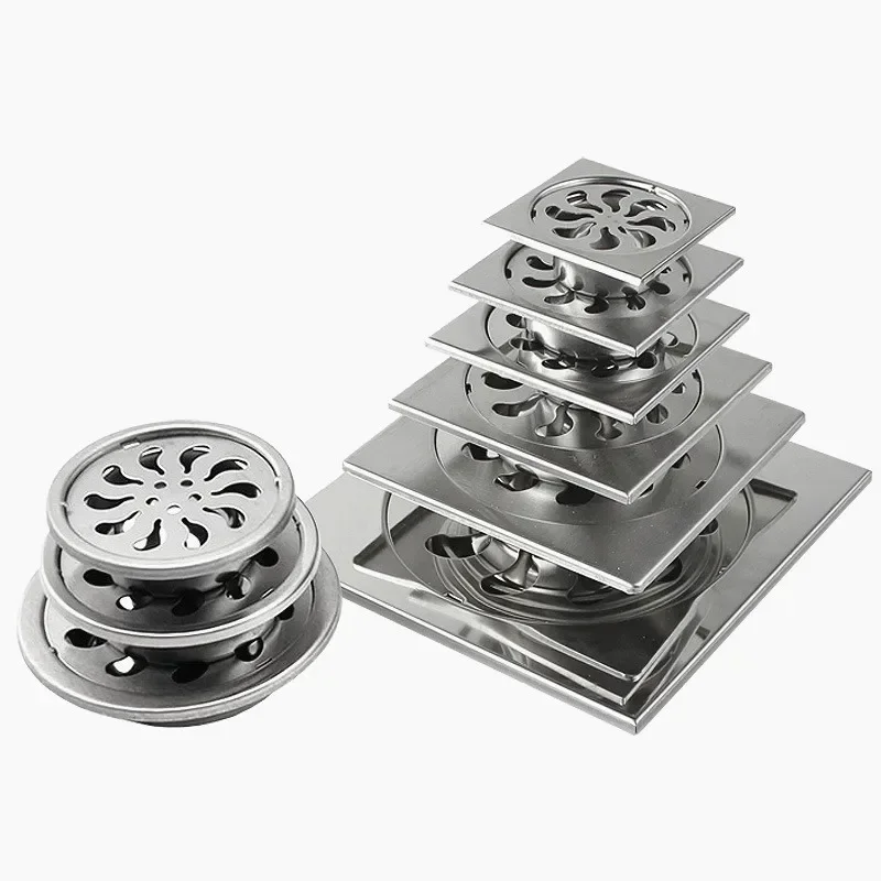 

Stainless Steel Square Round Shower Drain Deodorant Floor Drainer Trap Waste Grates Strainer for Bathroom Hardware Accessories