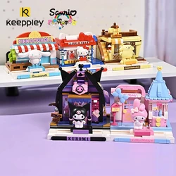 Genuine Keeppley Sanrio Building Blocks Street Scene Series Model HelloKitty mymelody Kuromi Splicing Toy Pompom Purin Gift
