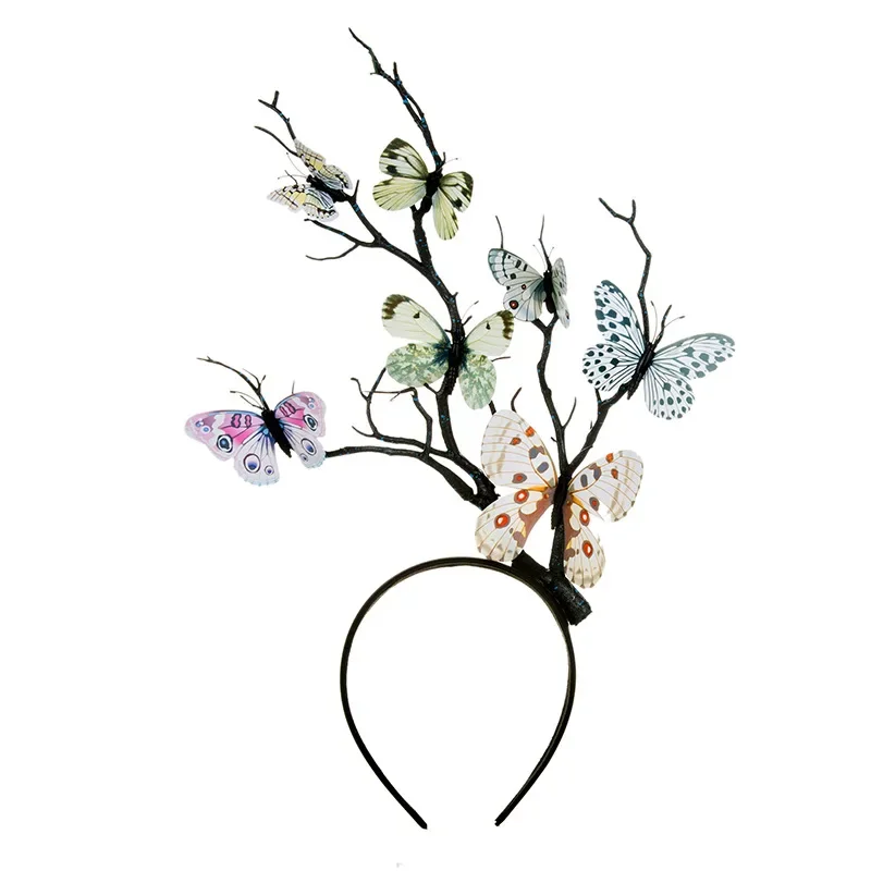 Adult Kids Deer Antler Butterfly Crown Headbands Tree Branches Hairband Forest Goddess Headdress navidad Wedding Festival