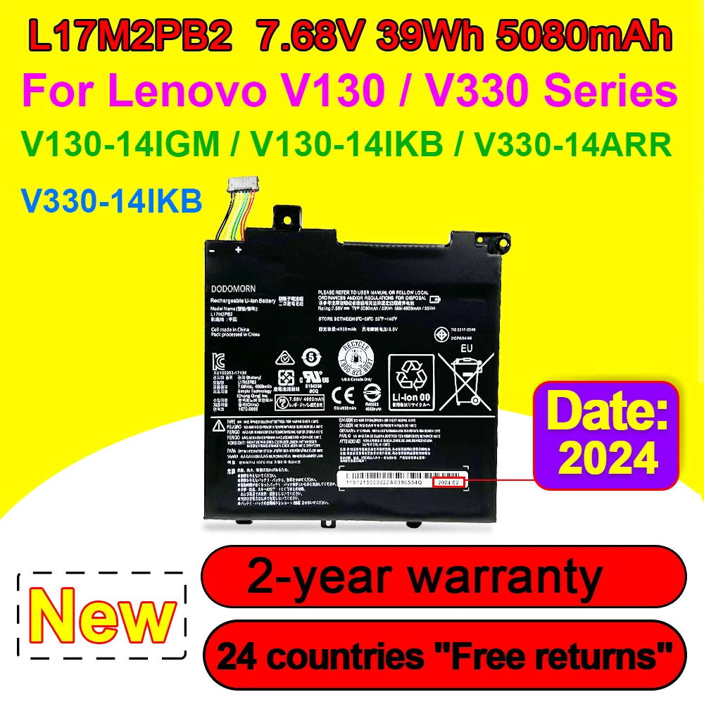 Novo L17M2PB2 L17L2PB1 bateria do portátil para