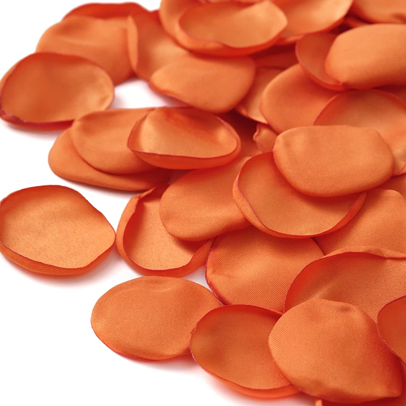 100pcs/bag Orange Silk Satin Rose Petals Artfical Flowers Wedding Decor Throwing Petals Marriage Accessories artificial rose petals