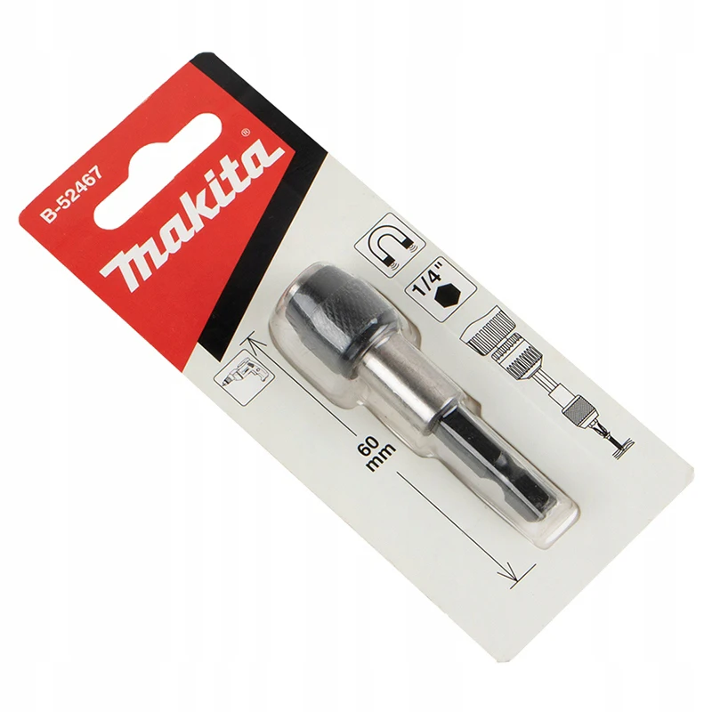 Makita B-52467 마그네틱 드릴 비트 브래킷 1/4 x60mm 육각형 마운트 추가 잠금 고정 드릴 비트 전동 공구 부착물