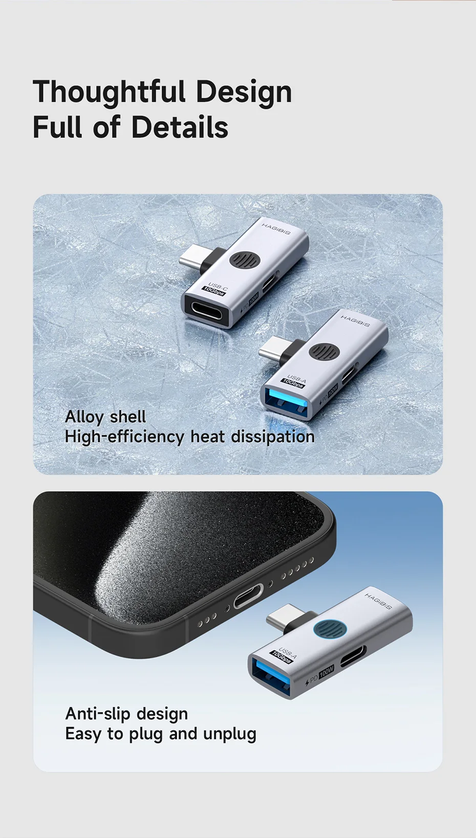 Dual USB C Adapter 2 in 1 Splitter Hagibis