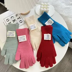Keep Warm Knitted Gloves Fashion Cold Proof Windproof Touch Screen Gloves Pure Color Long Wrist Full Finger Gloves Winter