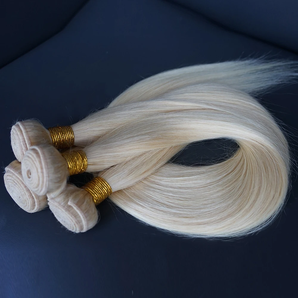 #613 Blonde Remy Human Hair Bundles Extension 10-30 inch 95(&plusmn;5)g/pc Platinum Blonde Silky Straight Hair Weave Bobbi