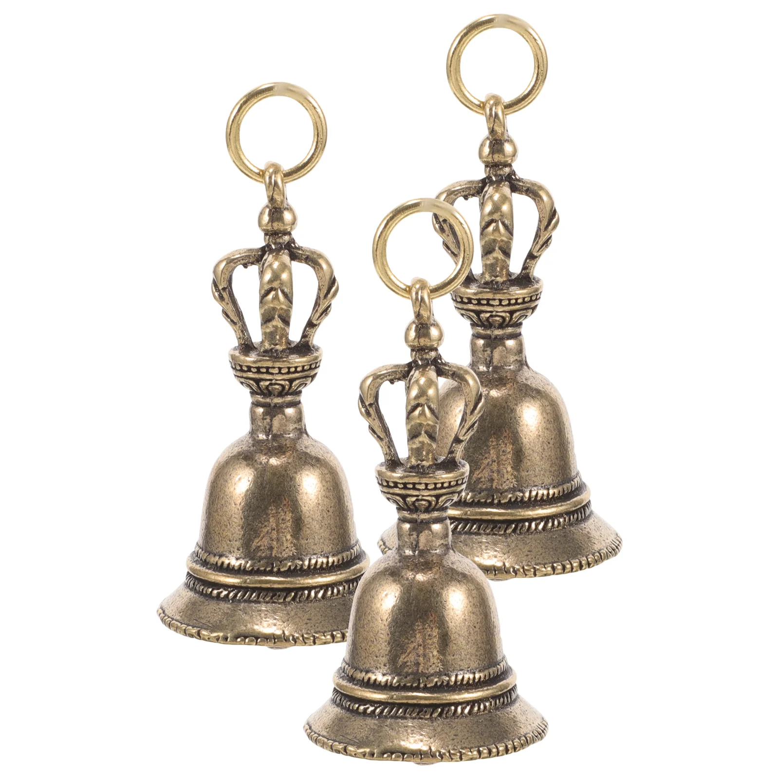 

3 Pcs Bell Keychain Brass Bells Ornaments Quiz Charm DIY Making Charms Cow Christmas Jewelry Fob