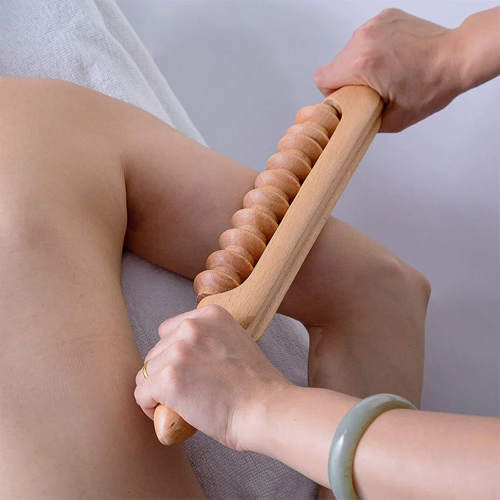 Wooden Rolling Stick, Beauty Salon Stretching Stick, Whole Body Meridian Scraping Stick, Pushing Back Roller Massage Upgraded
