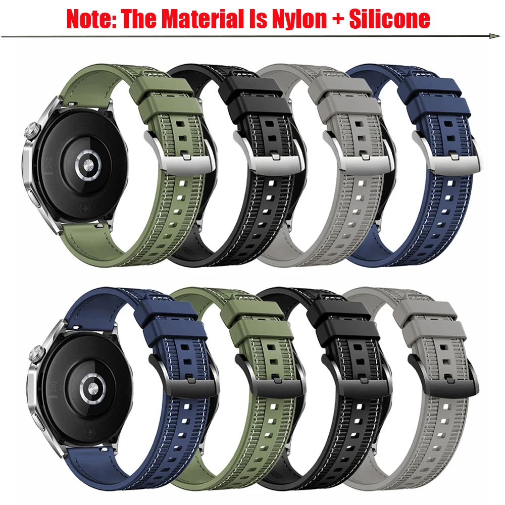 Versatile 22mm Silicone Nylon Watch Strap - Sporty & Durable Bracelet