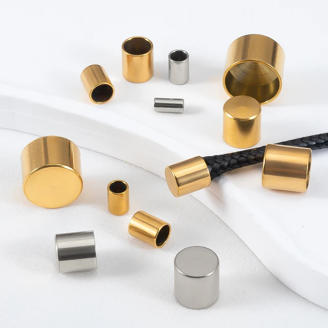 20pcs Stainless Steel Crimp Clasps DIY Cord Bracelet Fastener End Caps Leather Necklace Supplies Findings for Jewelry Making DIY 6