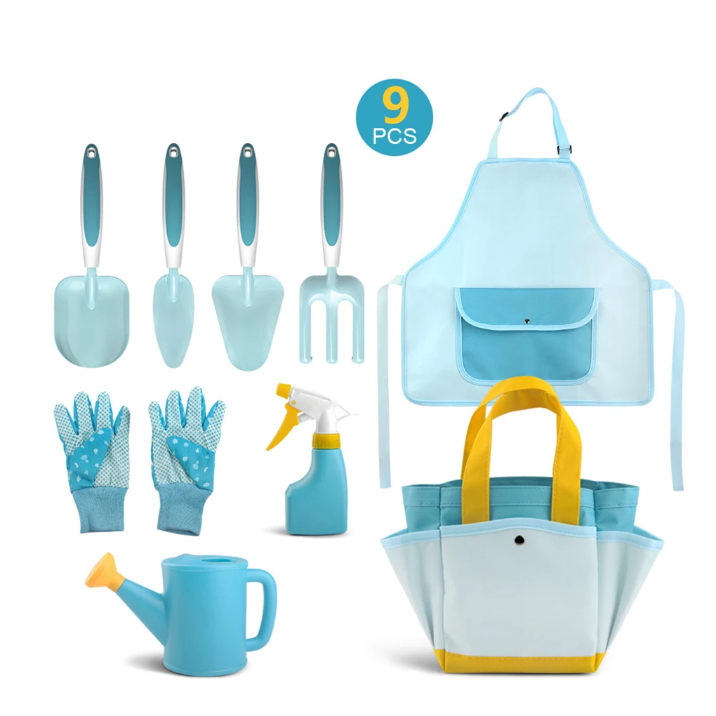 Kids Gardening Tool Set, All in One Garden Toys Set Including Kids Watering Can, Children Gardening Gloves, Shovel, Rake, Apron