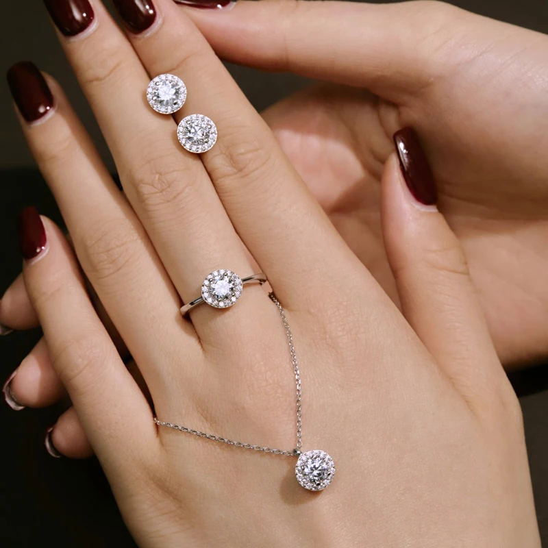 Neue Mode Sterling Silber Schmuck rund aaa Zirkon Anhänger Halsketten Frauen feinen Strass cz Kreis Schlüsselbein Kette Halsreif – Detail 10
