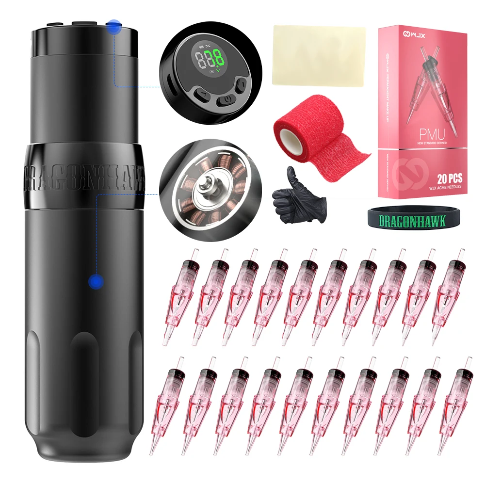 Dragonhawk X5 Set Brushless Motor 4.0mm Stroke Wireless Rotary Tattoo