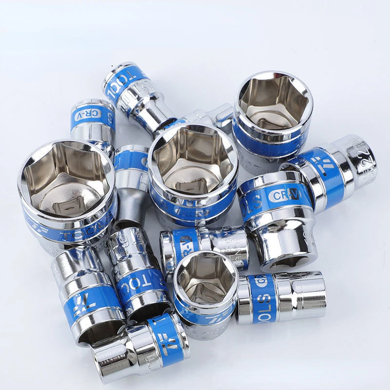 1/2 Inch 8-36mm CR-V Steel Hex Sockets for Nut Removal Anti-rust Treatment Blue Drive Short Ratchet Wrench Socket